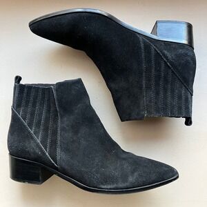 Marc Fisher LTD Yommi Women 11M Black Suede Pointed Toe Chelsea Ankle Boots